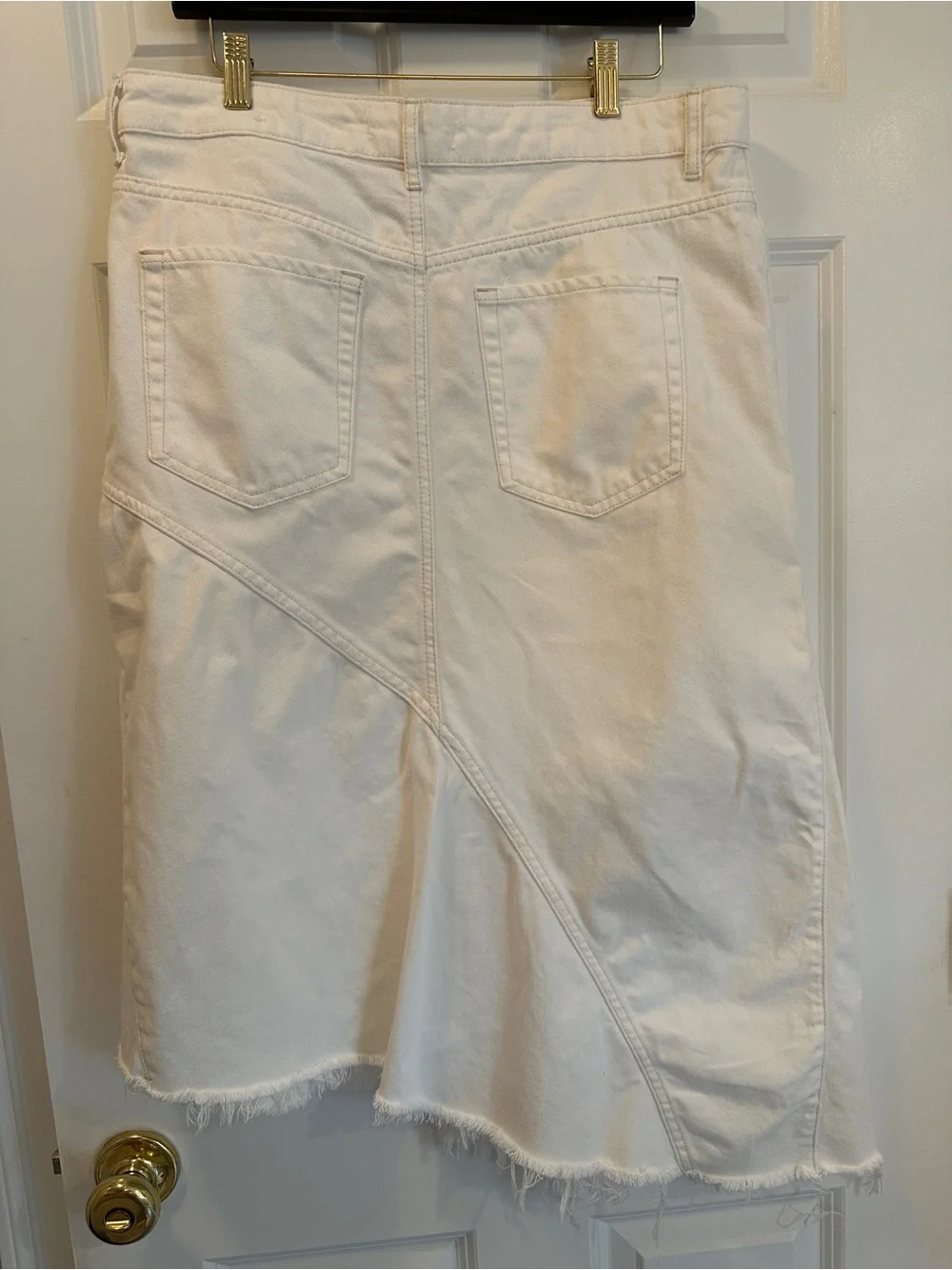 Mango White Asymmetrical Denim Skirt